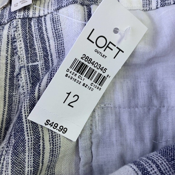 Ann Taylor LOFT Outlet NWT Belted Flat Front Pockets Linen Blend Shorts sz 12 - Picture 4 of 8